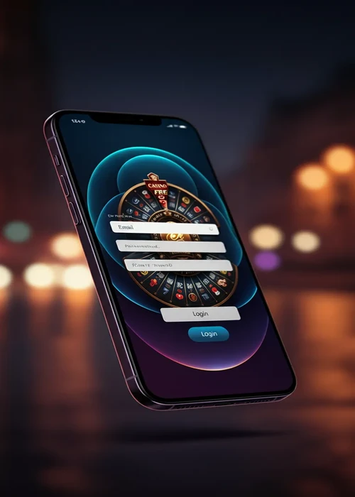 Pokie Spins authentication screen with encrypted login and quick access